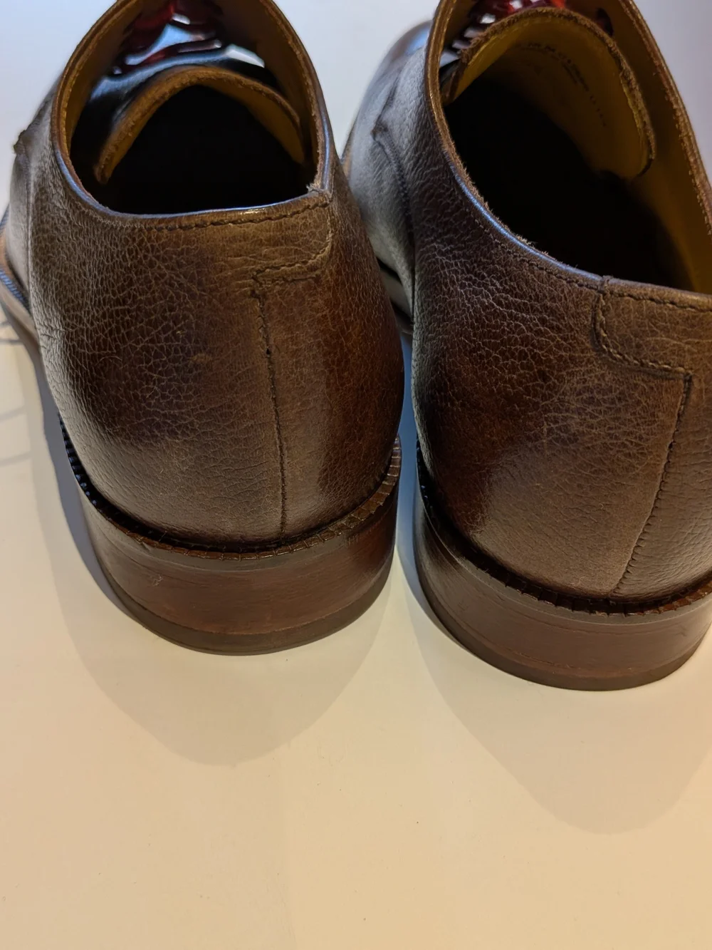 Classic Cole Haan Brown Leather Derby Shoes with Red Laces